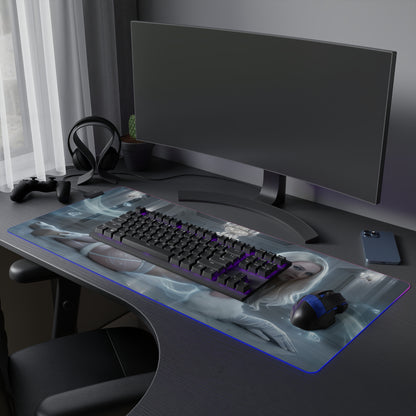 Marvel Mouse Pad, Emma Frost Illuminated LED Desk Mat, Gift for Gamer, Superhero Room Decor — large LED gaming desk mat with Emma Frost art