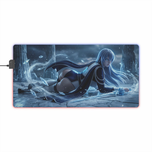 Akame ga Kill Mouse Pad, Esdeath LED RGB Desk Mat, Gift for Gamer, Anime Room Decor featuring Esdeath in icy throne pose