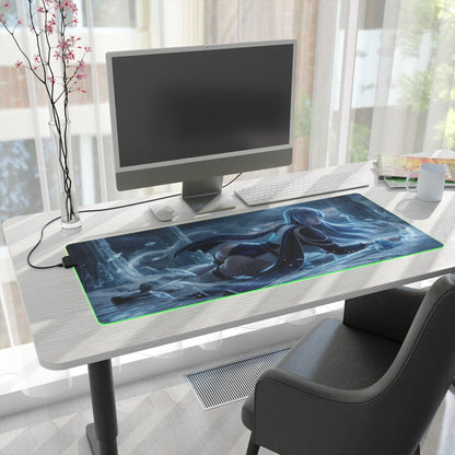 Akame ga Kill Mouse Pad, Esdeath LED RGB Desk Mat, Gift for Gamer, Anime Room Decor — Esdeath icy anime desk mat on gaming setup