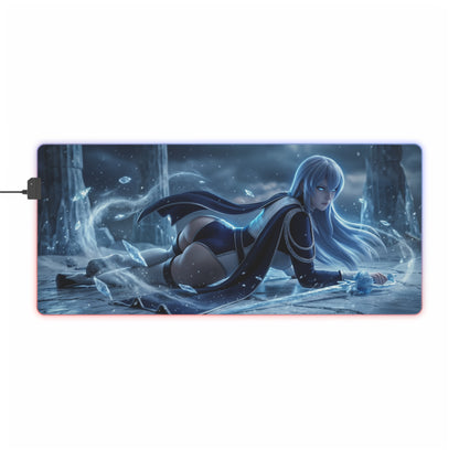 Akame ga Kill Mouse Pad, Esdeath LED RGB Desk Mat, Gift for Gamer, Anime Room Decor - Esdeath icy LED desk mat with precision-cloth surface