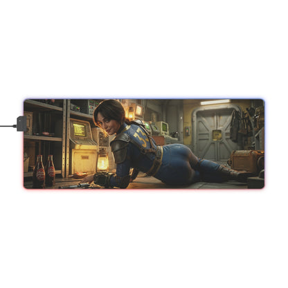 Fallout Mouse Pad – Lucy LED RGB Desk Mat, Vault Gamer Room Decor, Gift for Gamer with Lucy in vault scene, RGB edge, smooth control surface