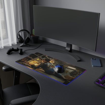 Fallout Mouse Pad – Lucy LED RGB Desk Mat, Vault Gamer Room Decor, Gift for Gamer on desk with RGB edge, smooth surface and Vault Lucy artwork