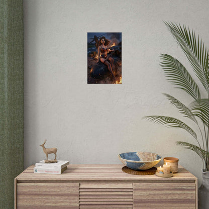 Fallout Pin-Up Woman Poster / Fallout Pin-Up Wall Art / Fallout Art Print / Fallout Poster - cinematic pin-up woman on wasteland backdrop, bold pose