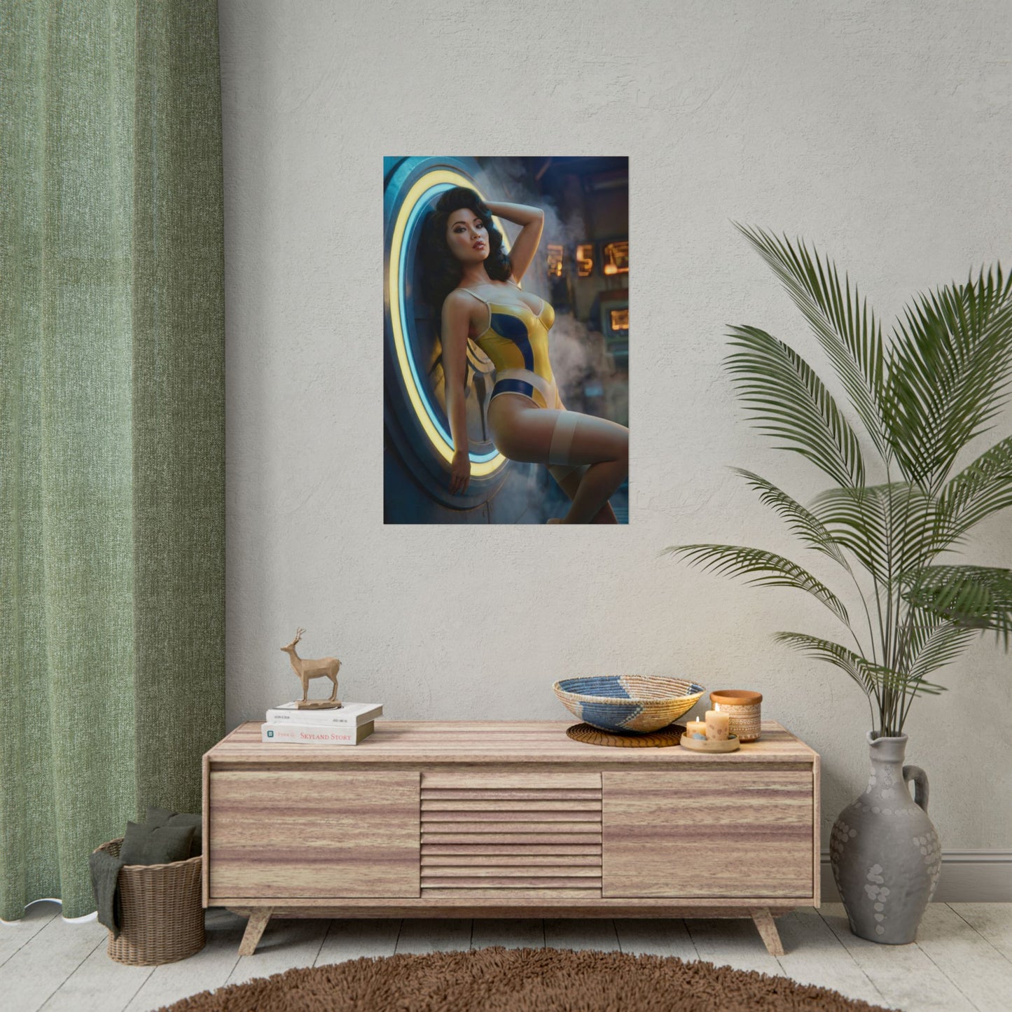 Fallout Vault Pin-Up Poster / Fallout Pin-Up Wall Art / Fallout Pin-Up Art Print / Fallout Poster - retro Fallout pin-up woman leaning on vault arch