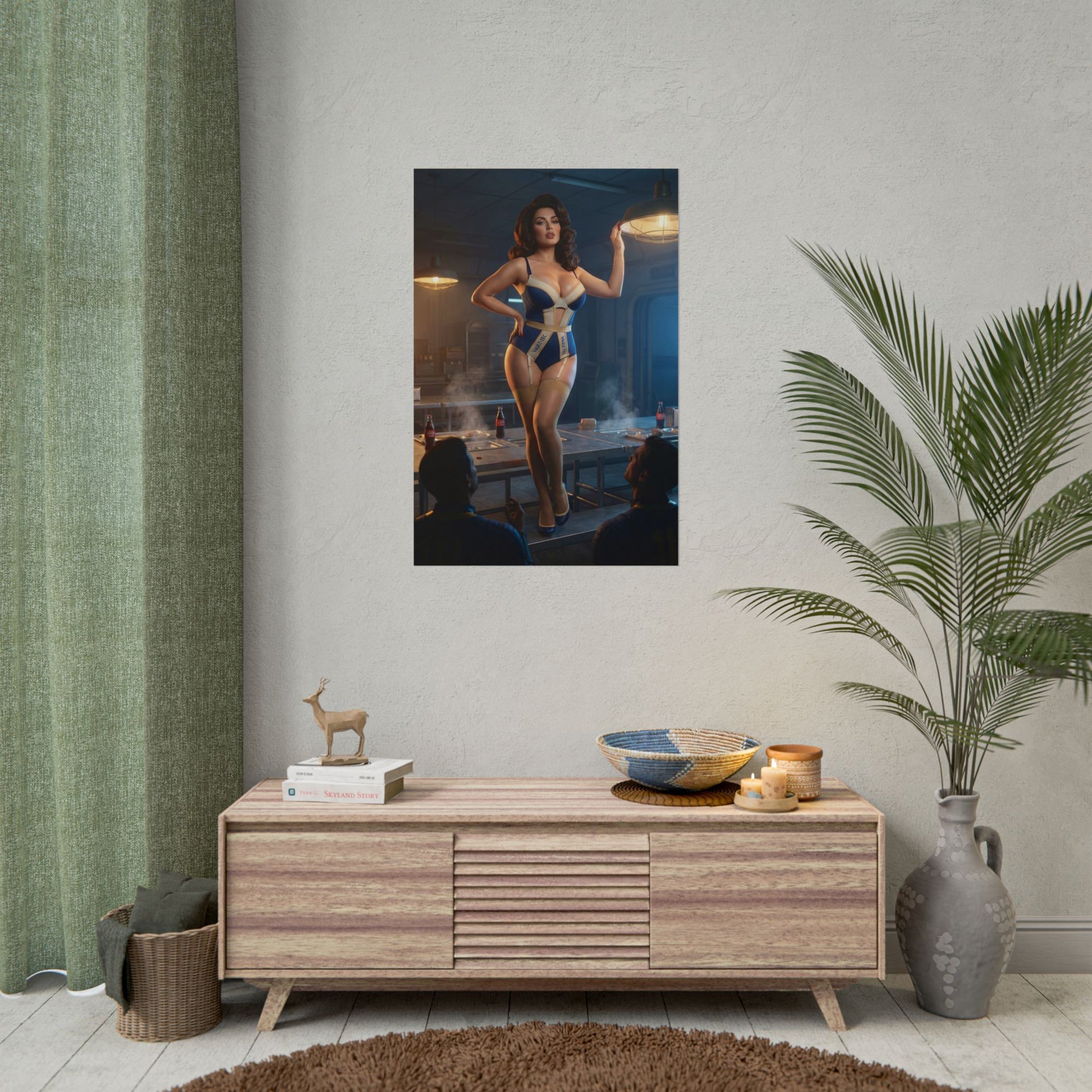 Fallout Vault Icon Poster / Fallout Vault Wall Art / Fallout Vault Art Print / Fallout Poster showing confident vault woman in classic vault colors