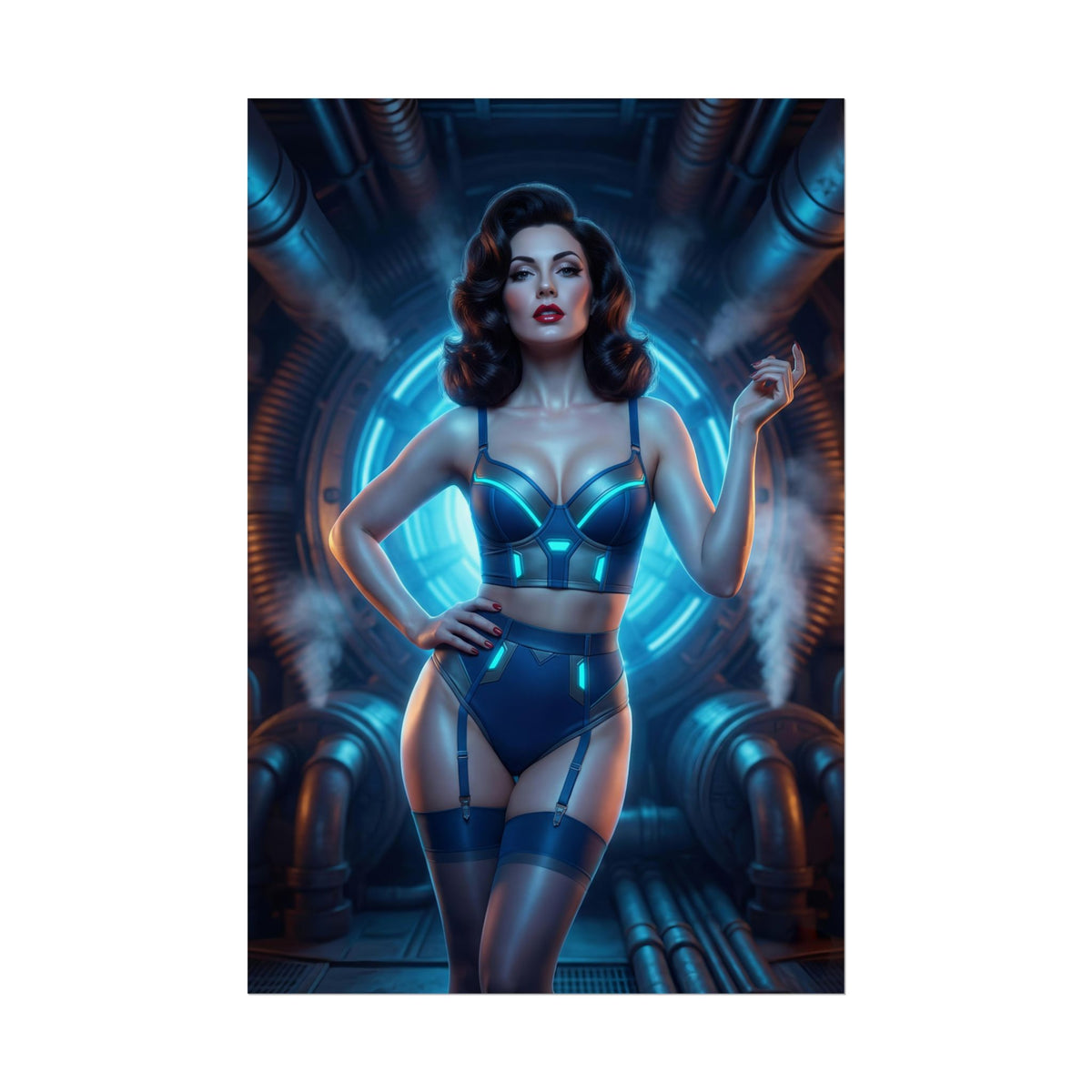 Fallout Vault Beauty Poster / Fallout Vault Wall Art / Fallout Vault Art Print / Fallout Poster featuring confident Fallout woman in retro-futuristic vault glow