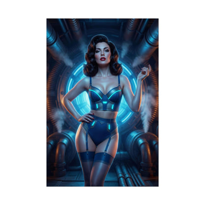 Fallout Vault Beauty Poster / Fallout Vault Wall Art / Fallout Vault Art Print / Fallout Poster featuring confident Fallout woman in retro-futuristic vault glow