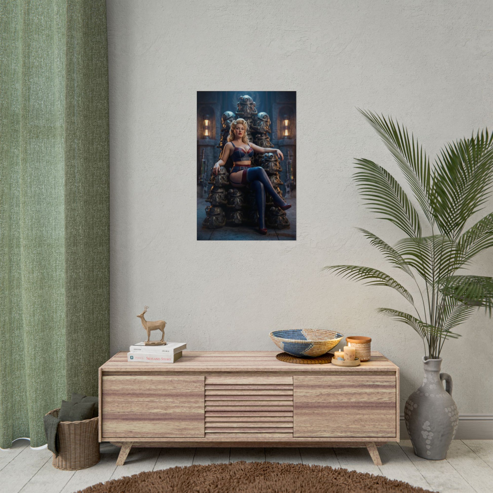 Fallout Woman Poster / Fallout Female Wall Art / Fallout Woman Art Print / Fallout Poster - seated powerful Fallout woman pin-up style art
