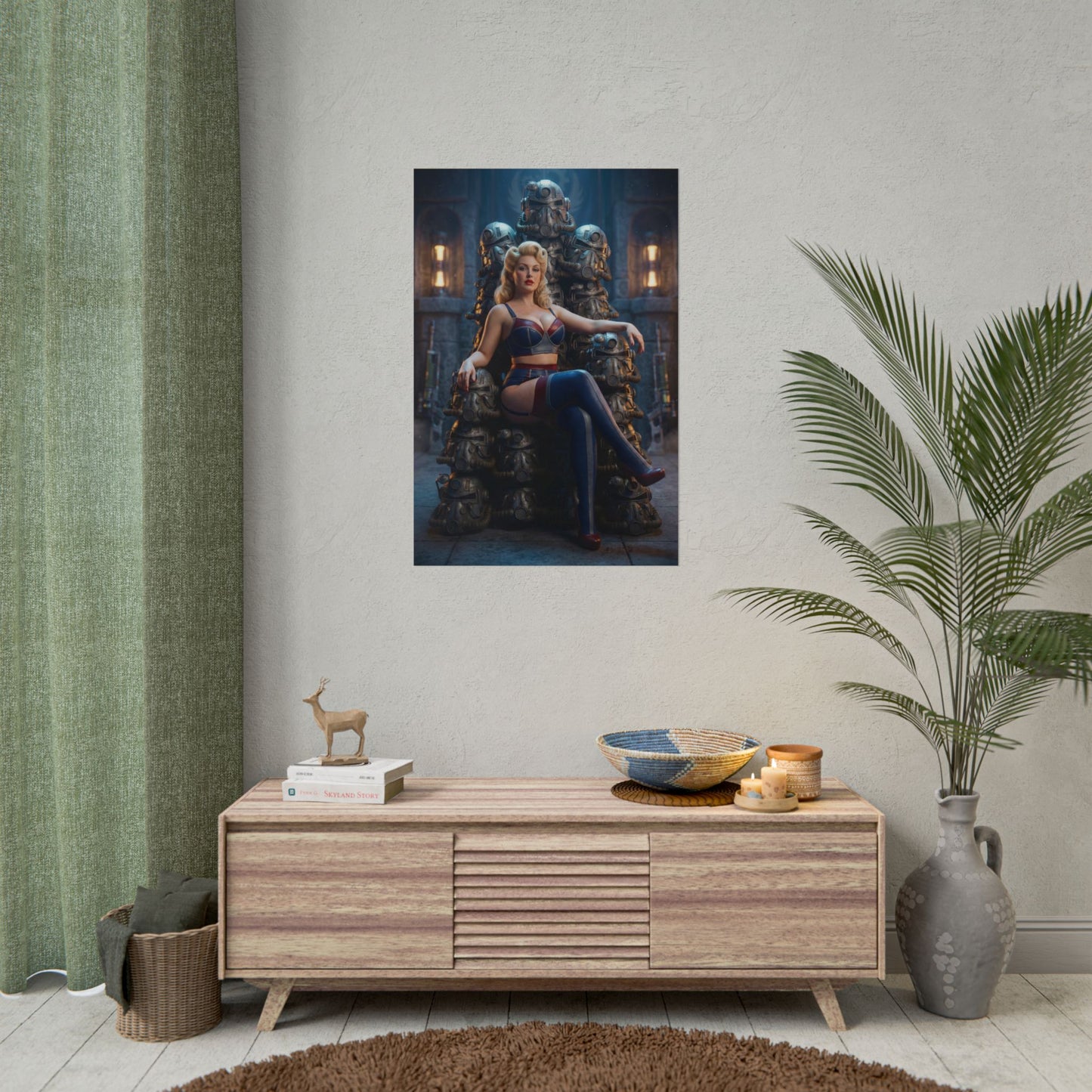 Fallout Woman Poster / Fallout Female Wall Art / Fallout Woman Art Print / Fallout Poster - confident Fallout woman pin-up style seated with calm authority