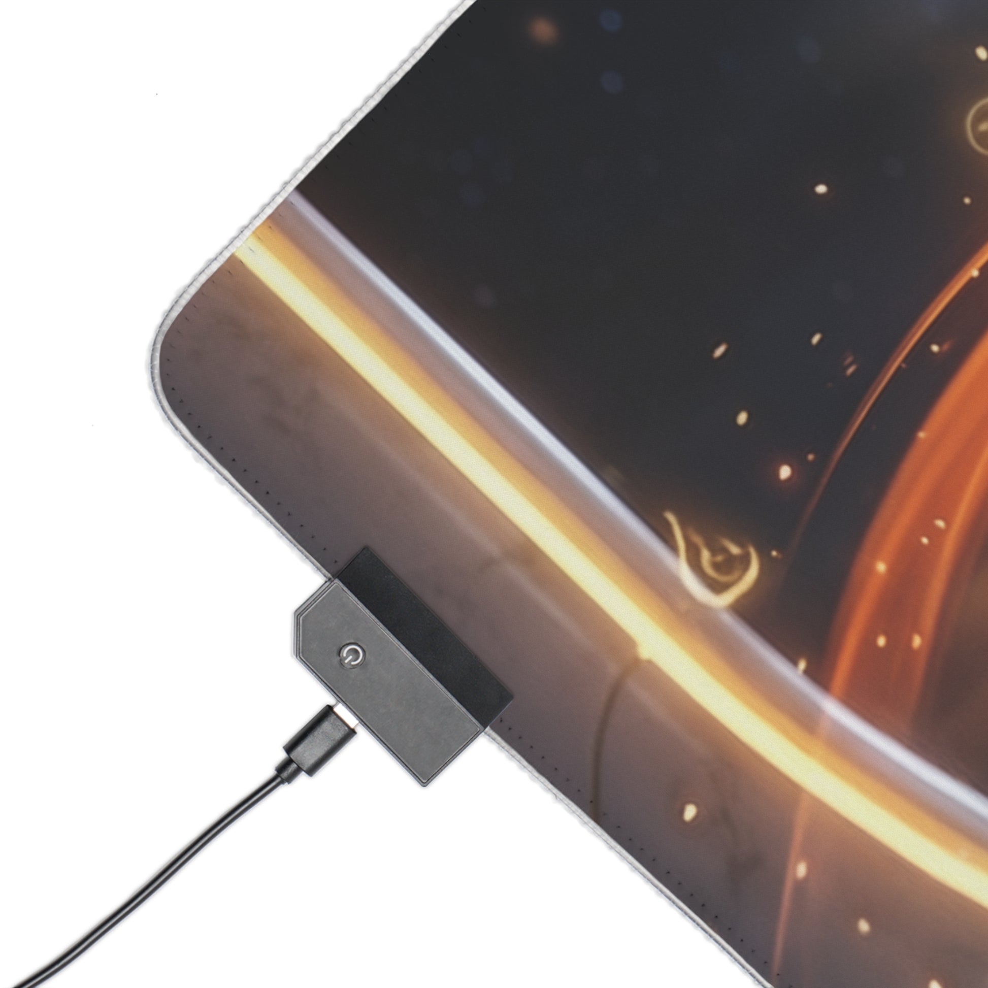 The Fifth Element Mouse Pad – Leeloo LED RGB Desk Mat, Sci-Fi Gamer Room Decor, Gift for Movie Fan showing corner LED controller and glowing sci-fi artwork