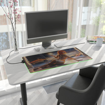 The Fifth Element Mouse Pad – Leeloo LED RGB Desk Mat, Sci-Fi Gamer Room Decor, Gift for Movie Fan on a modern RGB gaming desk