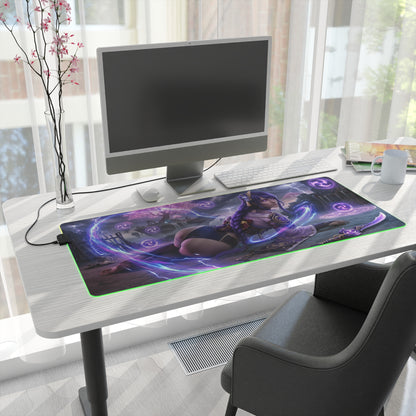 Genshin Impact Mouse Pad, Raiden Shogun LED RGB Desk Mat, Gift for Gamer, Anime Room Decor — Raiden Shogun purple lightning desk mat