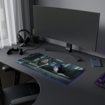 Grace Ashcroft Mouse Pad Large Gaming Resident Evil RGB Desk Mat showing cinematic character artwork on RGB large gaming desk mat with non-slip base