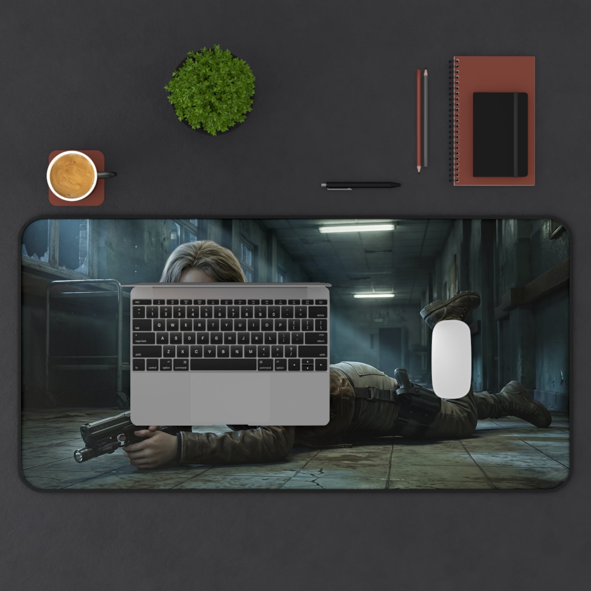 Grace Ashcroft Mouse Pad, Resident Evil Desk Mat, Gamer Setup Desk Decor – cinematic heroine survival scene desk mat with non-slip stitched edges