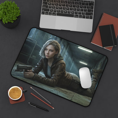 Grace Ashcroft Mouse Pad, Resident Evil Desk Mat, Gamer Setup Desk Decor featuring cinematic heroine artwork on gaming desk