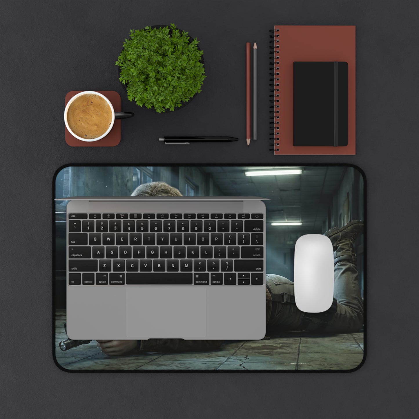 Grace Ashcroft Mouse Pad, Resident Evil Desk Mat, Gamer Setup Desk Decor showing cinematic heroine artwork on a dark gaming desk