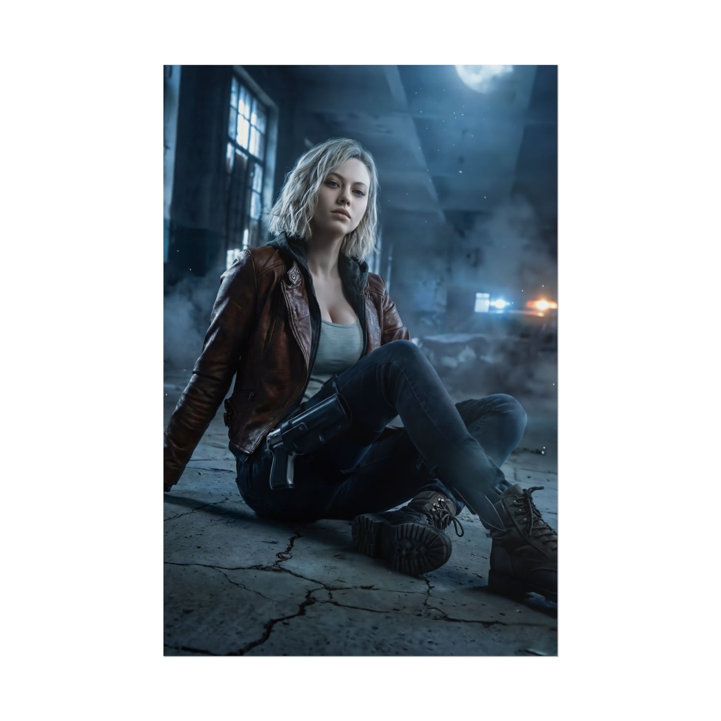 Grace Ashcroft Poster, Resident Evil Requiem Art Print, Horror Game Decor – cinematic character art print of Grace Ashcroft in moody gaming room scene