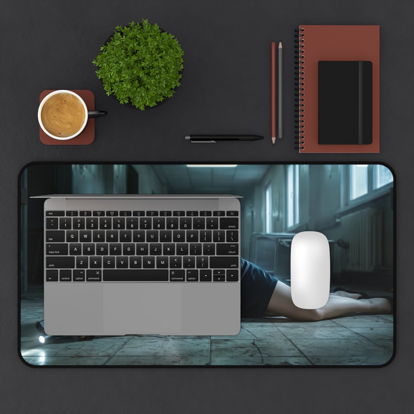 Grace Ashcroft Mouse Pad, Resident Evil Desk Mat, Gift for Gamer showing dramatic survival-horror scene with protagonist and atmospheric shadows