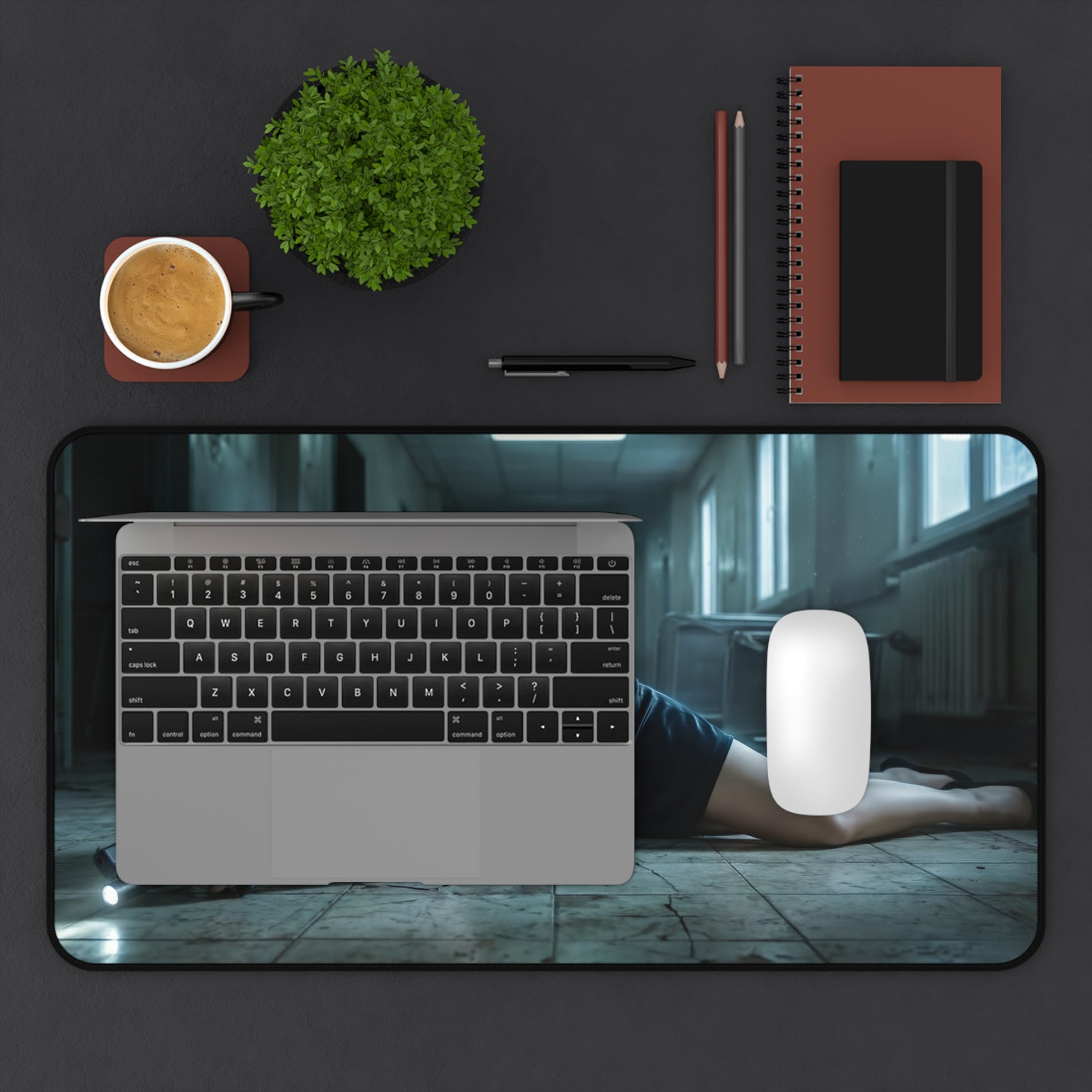 Grace Ashcroft Mouse Pad, Resident Evil Desk Mat, Gift for Gamer showing dramatic survival-horror scene with protagonist and atmospheric shadows