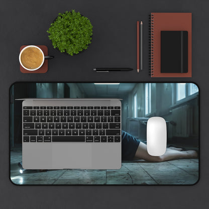 Grace Ashcroft Mouse Pad, Resident Evil Desk Mat, Gift for Gamer showing dramatic survival-horror scene with protagonist and atmospheric shadows