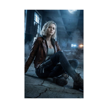Grace Ashcroft Poster, Resident Evil Requiem Art Print, Horror Game Decor - cinematic character art of female survivor in moody abandoned building