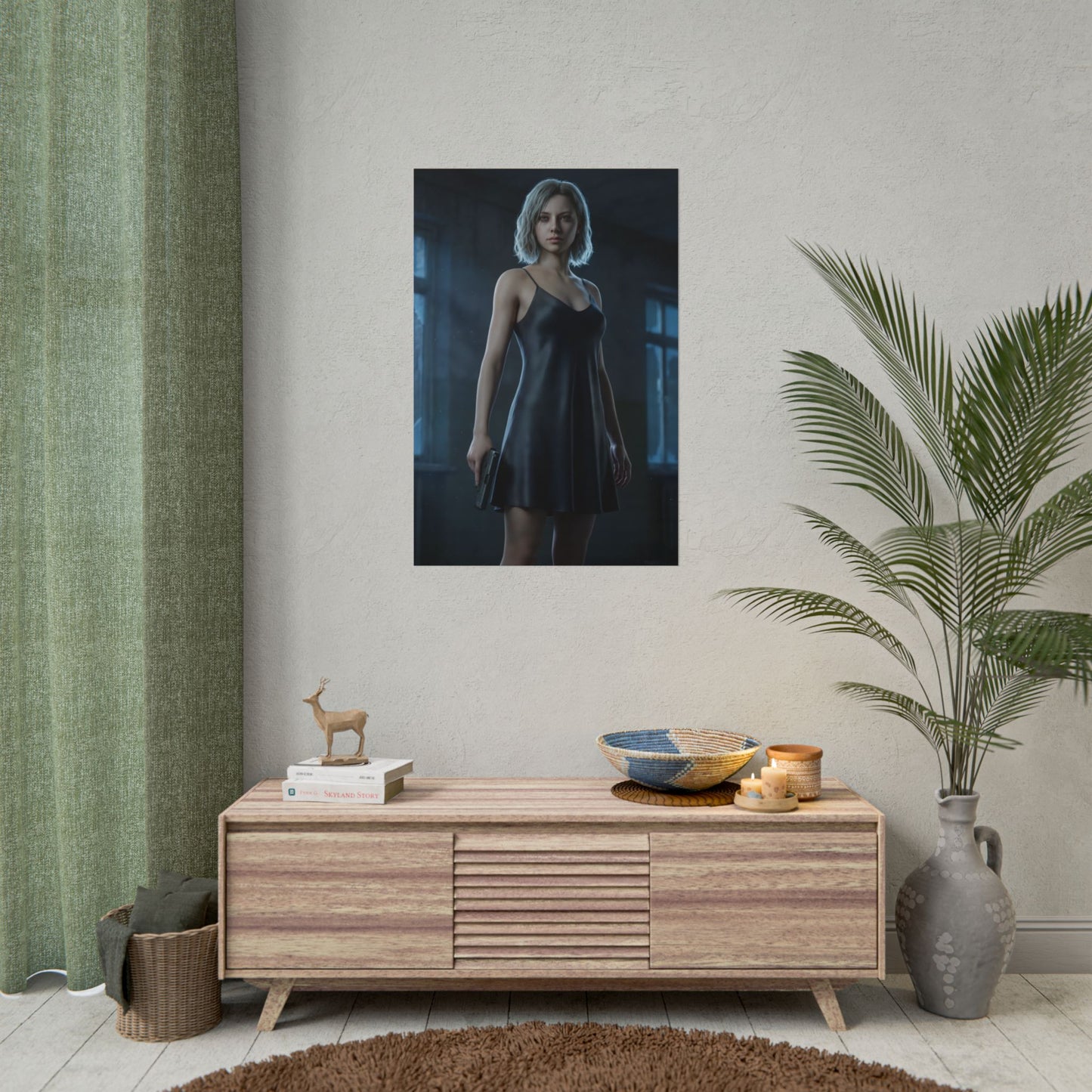 Grace Ashcroft Poster, Resident Evil Requiem Art Print, Survival Horror Wall Art - moody portrait print of Grace in dark room
