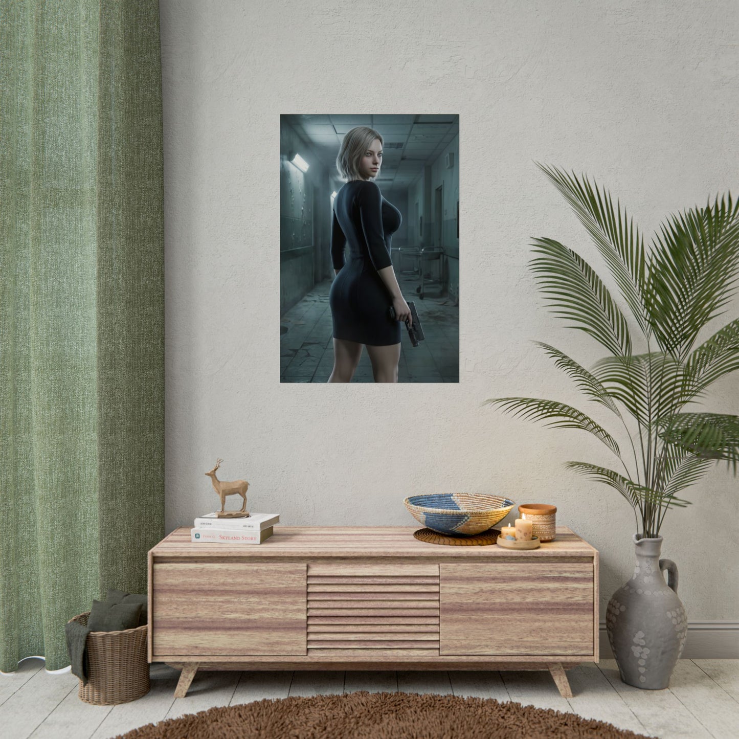 Grace Ashcroft Resident Evil Poster, Resident Evil Requiem Art Print, Horror Game Wall Art - moody character portrait in gaming room décor