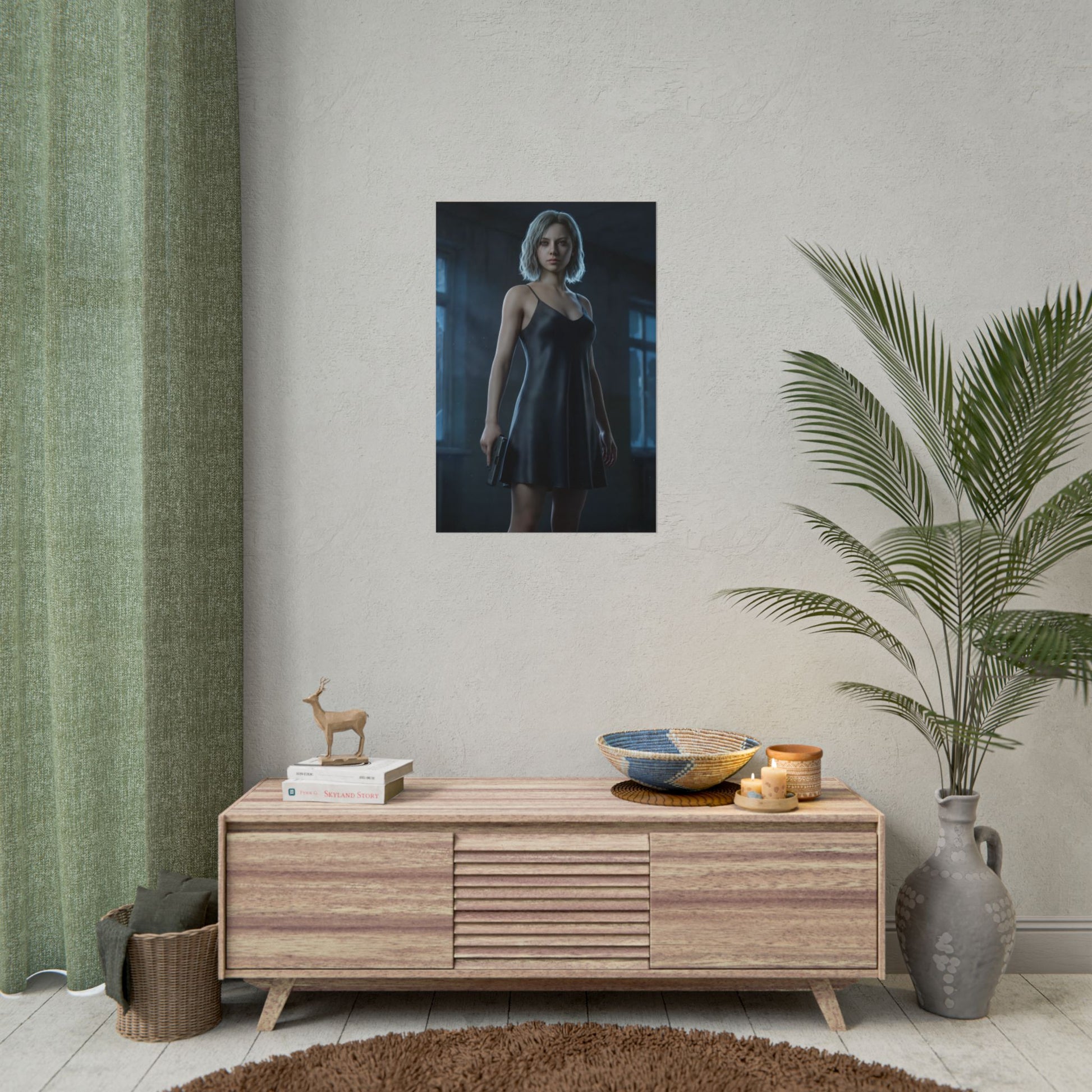 Grace Ashcroft Poster, Resident Evil Requiem Art Print, Survival Horror Wall Art - dark character portrait in dramatic low-key lighting