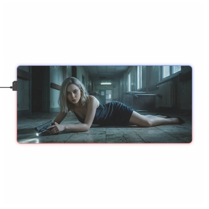 Grace Ashcroft Mouse Pad Large Gaming Resident Evil RGB Desk Mat featuring cinematic character artwork, LED lighting and non-slip rubber base