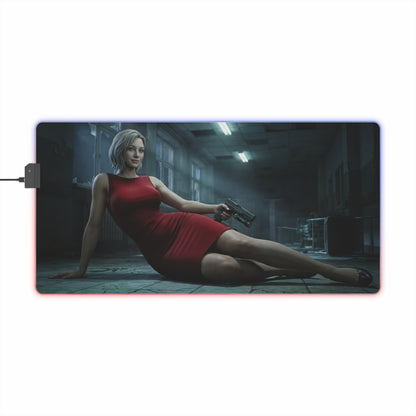 Grace Ashcroft Mouse Pad Resident Evil Gaming Desk Mat RGB Gamer Gift - cinematic character artwork on RGB desk mat with non-slip base