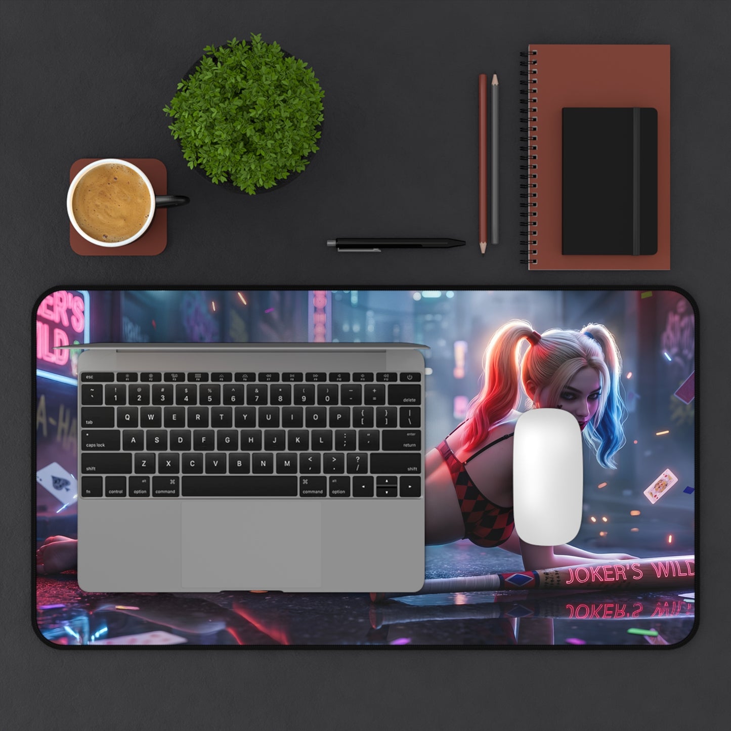 Harley Quinn Mouse Pad – DC Comics Gaming Mouse Pad, Stylish Gamer Desk Decor showing vivid comic-style artwork, smooth glide, durable stitched edges