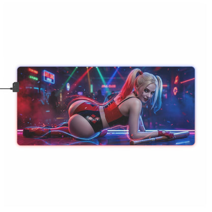 DC Mouse Pad, Harley Quinn LED RGB Desk Mat, Gift for Gamer, Superhero Room Decor - LED gaming desk mat with Harley Quinn artwork