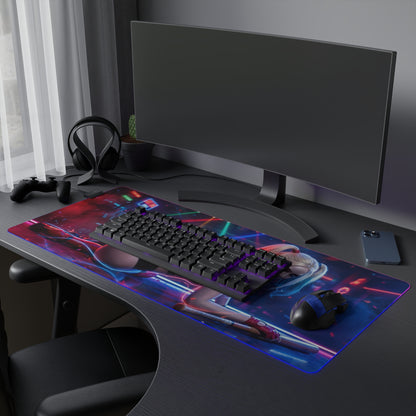 DC Mouse Pad, Harley Quinn LED RGB Desk Mat, Gift for Gamer, Superhero Room Decor — vibrant Harley Quinn gaming desk mat with RGB lighting
