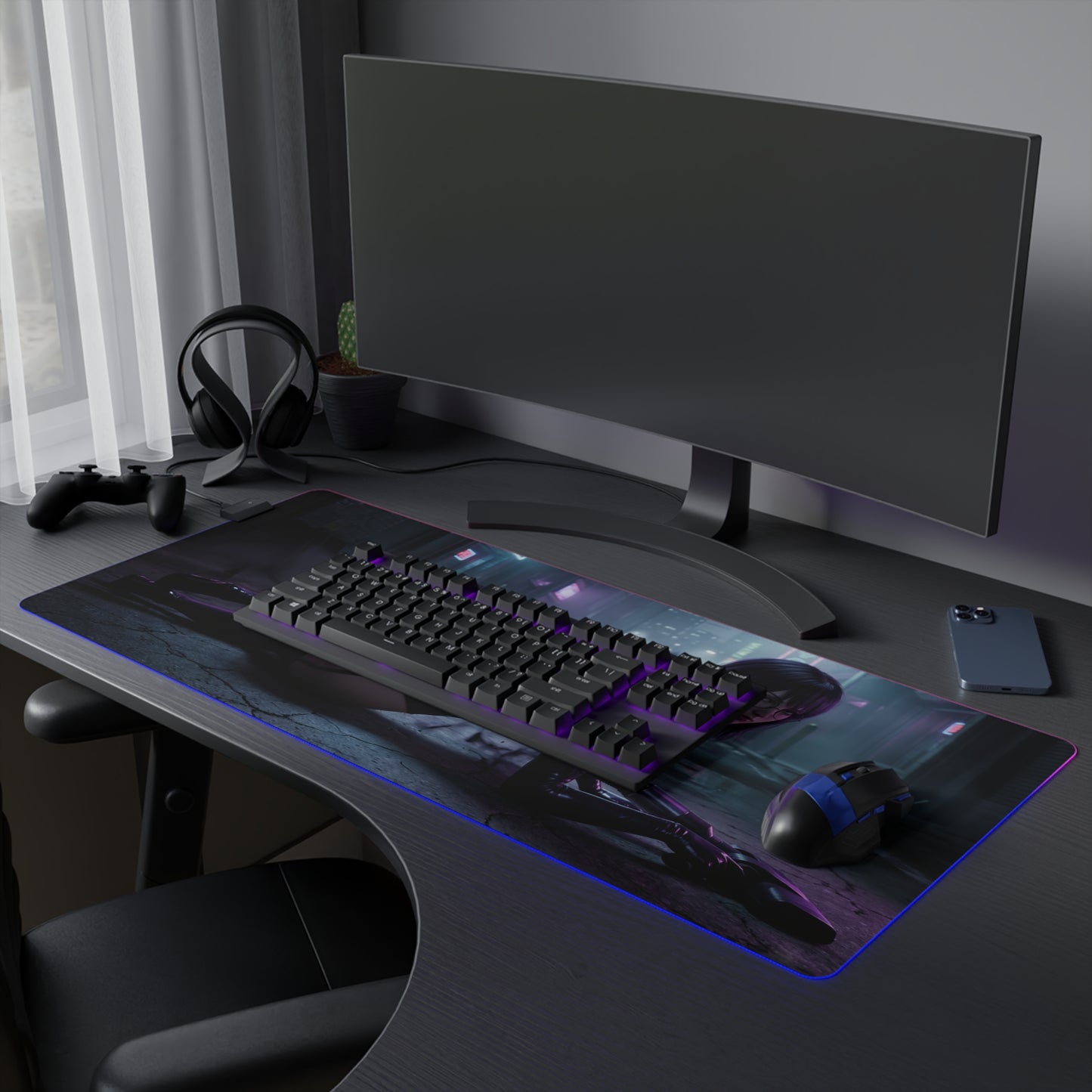 Hunter x Hunter Mouse Pad, Shizuku LED RGB Desk Mat, Gift for Gamer, Anime Room Decor — dark Shizuku artwork RGB desk mat for gaming