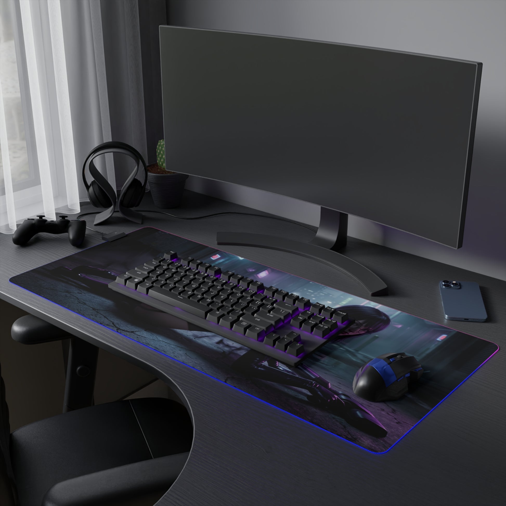 Hunter x Hunter Mouse Pad, Shizuku LED RGB Desk Mat, Gift for Gamer, Anime Room Decor — dark Shizuku artwork RGB desk mat for gaming