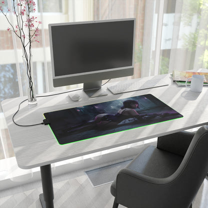 Hunter x Hunter Mouse Pad, Shizuku LED RGB Desk Mat, Gift for Gamer, Anime Room Decor — Shizuku anime LED desk mat on modern gaming desk