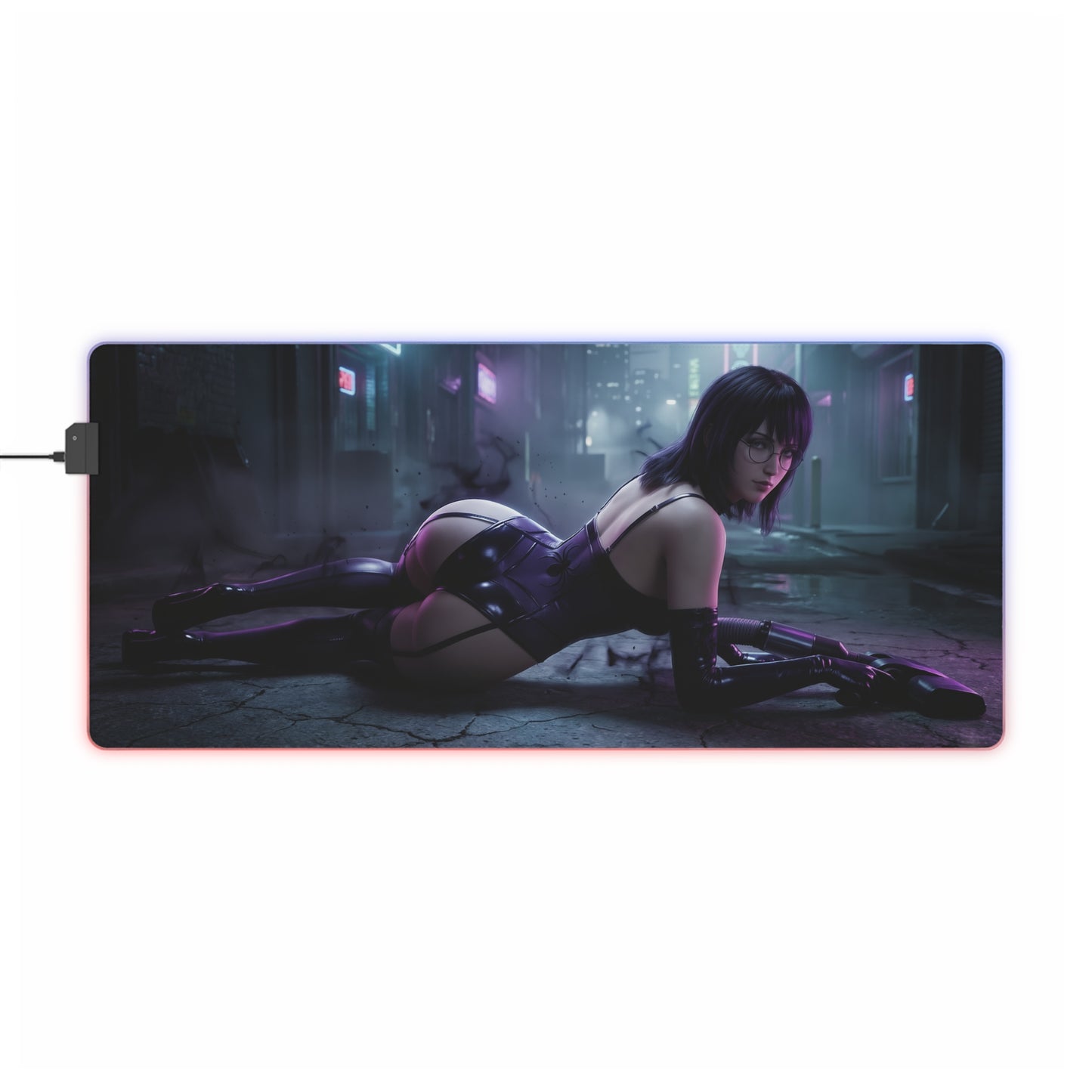 Hunter x Hunter Mouse Pad, Shizuku LED RGB Desk Mat, Gift for Gamer, Anime Room Decor — dark urban Shizuku artwork on large RGB gaming desk mat