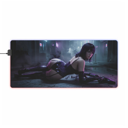 Hunter x Hunter Mouse Pad, Shizuku LED RGB Desk Mat, Gift for Gamer, Anime Room Decor — dark urban Shizuku artwork on large RGB gaming desk mat
