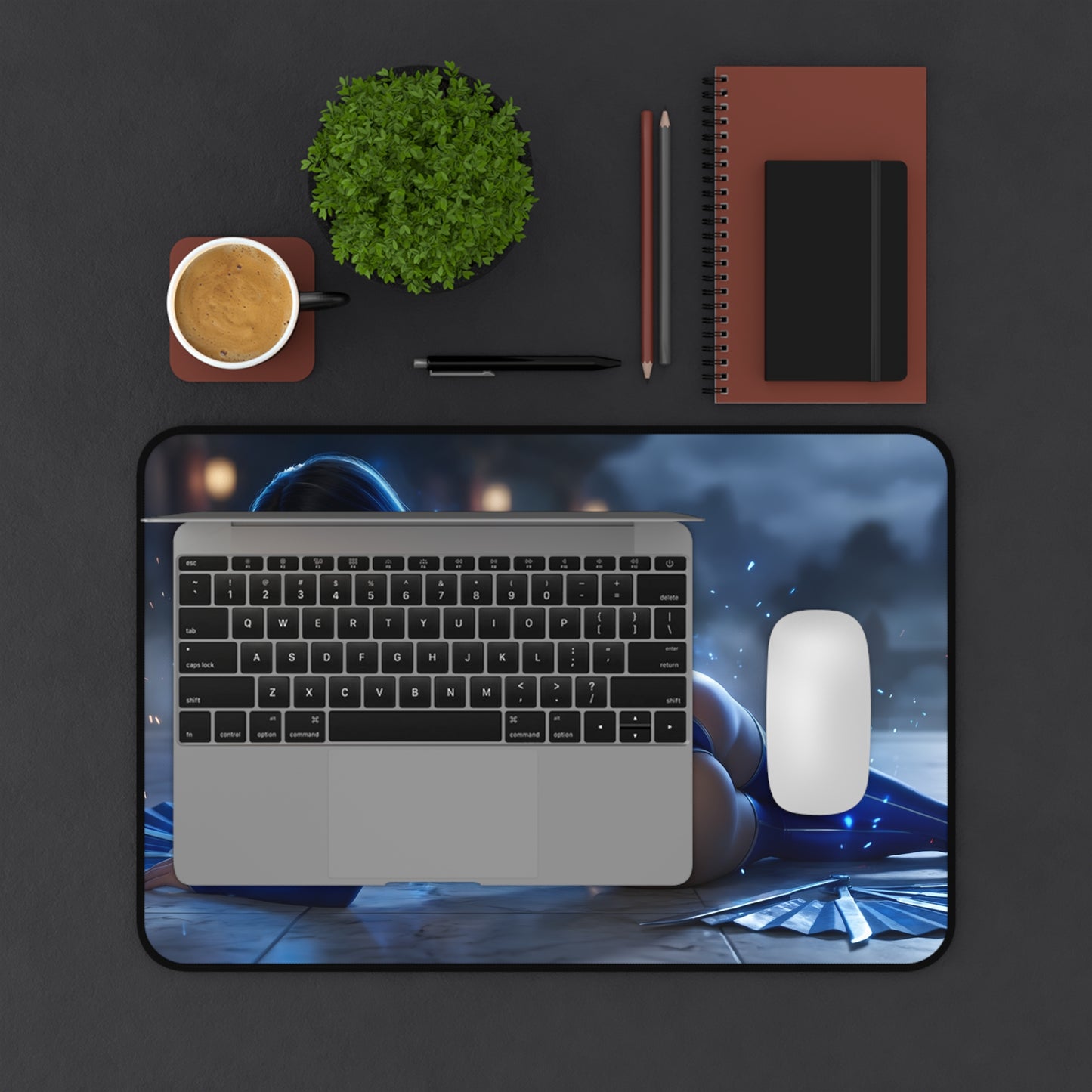 Jade Mouse Pad – Mortal Kombat Gaming Mouse Pad, Stylish Gamer Desk Decor with laptop and mouse on action-themed gaming desk setup
