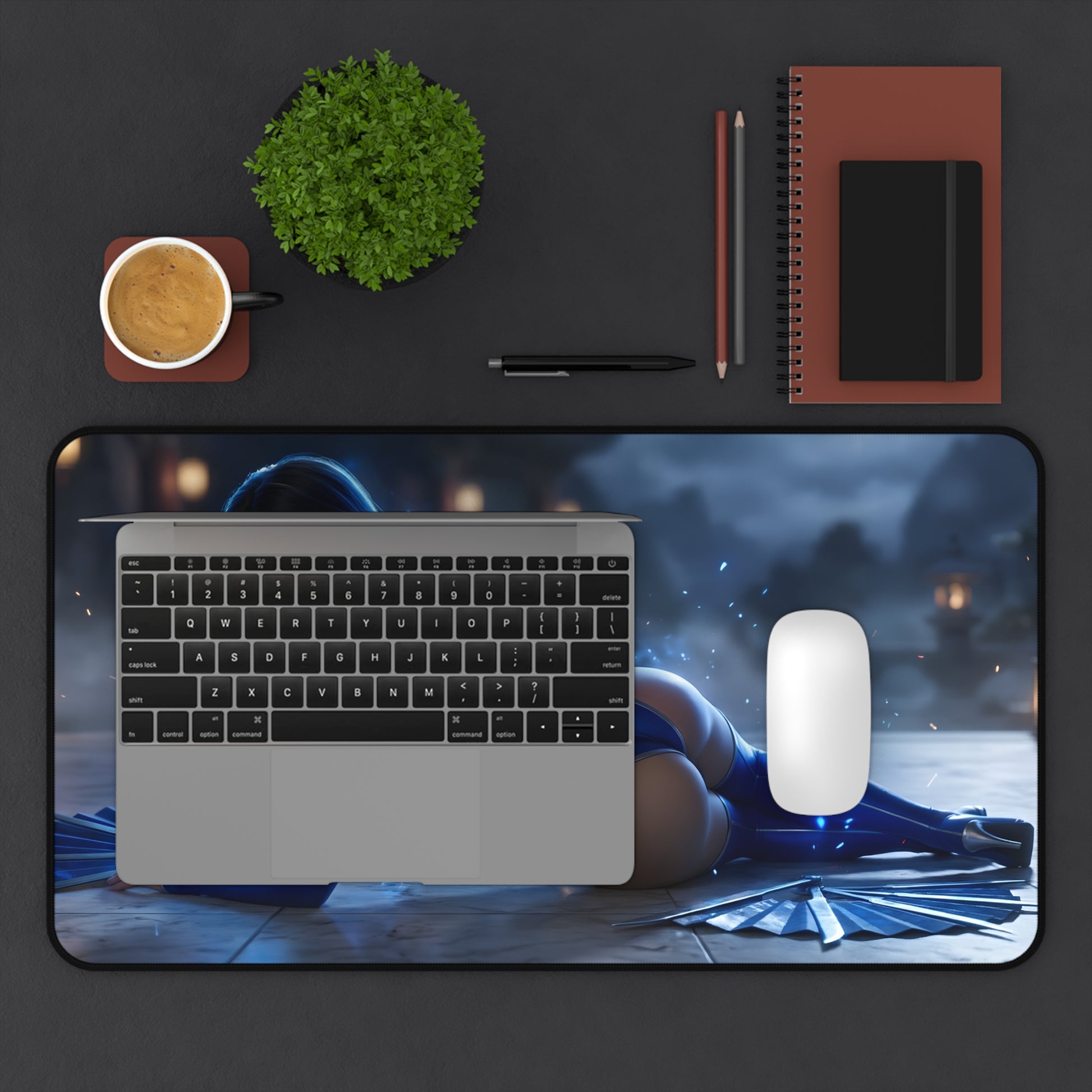 Jade Mouse Pad – Mortal Kombat Gaming Mouse Pad, Stylish Gamer Desk Decor on gaming desk with laptop and mouse