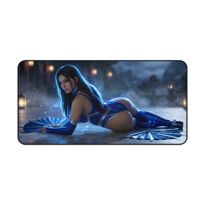 Jade Mouse Pad – Mortal Kombat Gaming Mouse Pad, Stylish Gamer Desk Decor with blue-clad character art on premium desk mat