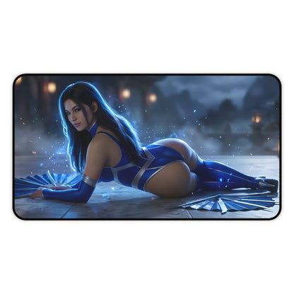 Jade Mouse Pad – Mortal Kombat Gaming Mouse Pad, Stylish Gamer Desk Decor featuring blue-clad fighter art on premium gaming desk mat