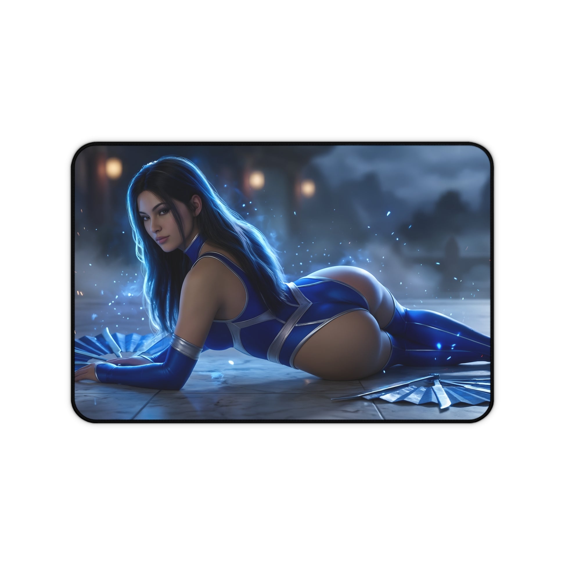Jade Mouse Pad – Mortal Kombat Gaming Mouse Pad, Stylish Gamer Desk Decor featuring blue-clad fighter art on premium glide surface
