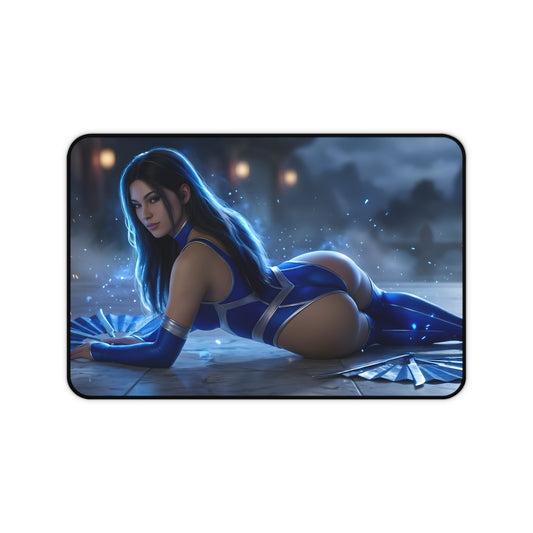 Jade Mouse Pad – Mortal Kombat Gaming Mouse Pad, Stylish Gamer Desk Decor featuring blue-clad fighter art on premium glide surface