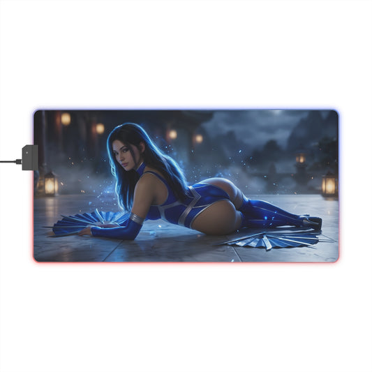 Jade RGB Mouse Pad – Mortal Kombat LED Desk Mat, Fighting Gamer Setup with high‑definition fighter artwork, vibrant RGB edge lighting and extended desk coverage