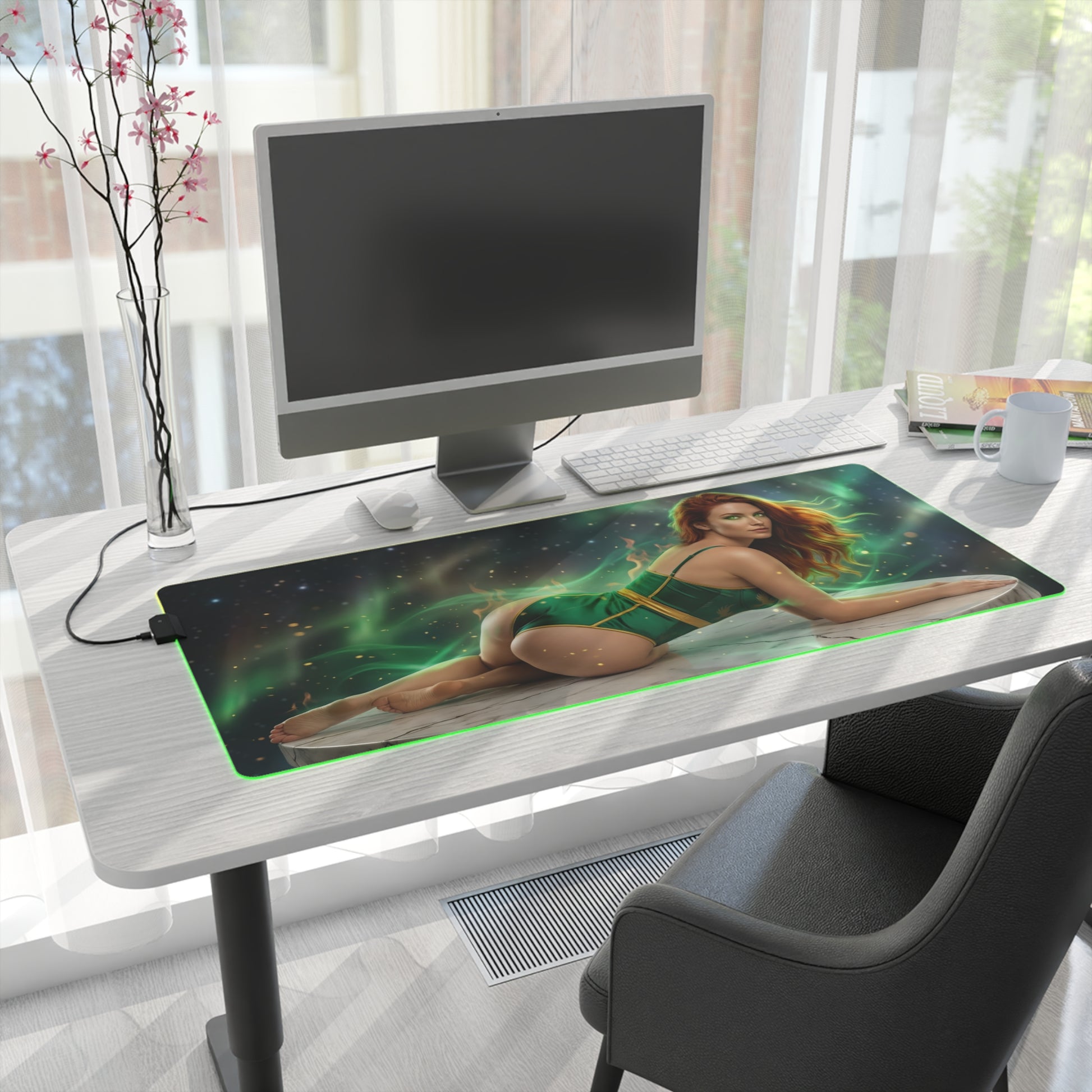 X-Men Mouse Pad – Jean Grey LED RGB Desk Mat, Gamer Room Decor, Gift for Marvel Fan showcasing Jean Grey on RGB desk mat with ultra-smooth tracking