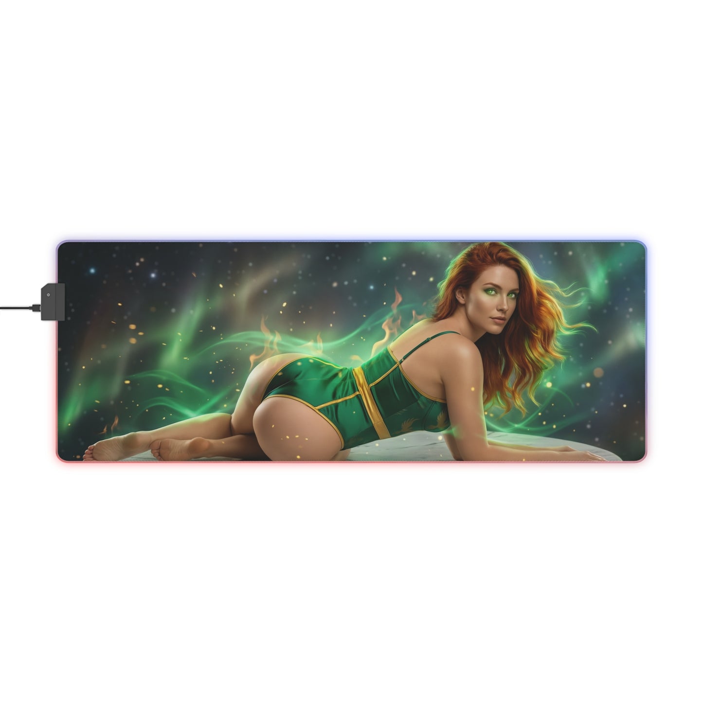 X-Men Mouse Pad – Jean Grey LED RGB Desk Mat, Gamer Room Decor, Gift for Marvel Fan featuring Jean Grey on glowing RGB desk mat