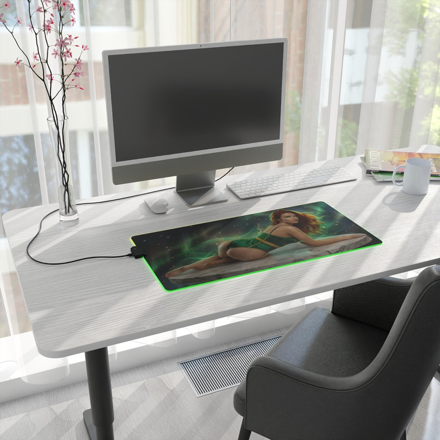 X-Men Mouse Pad – Jean Grey LED RGB Desk Mat, Gamer Room Decor, Gift for Marvel Fan showcasing Jean Grey on RGB desk mat