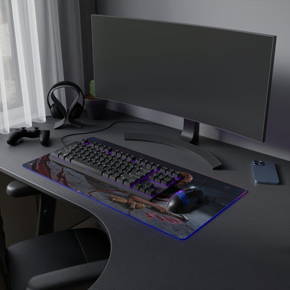 Jujutsu Kaisen Mouse Pad, Nobara Kugisaki LED RGB Desk Mat, Gift for Gamer, Anime Room Decor — ninja-themed RGB desk mat with fierce Nobara art