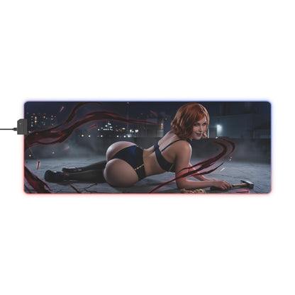 Jujutsu Kaisen Mouse Pad, Nobara Kugisaki LED RGB Desk Mat, Gift for Gamer, Anime Room Decor — Nobara fierce night rooftop art